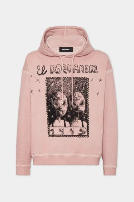 Best Fade Relax Fit Mask Print Hoodie DSQUARED2