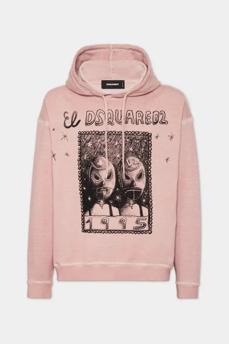 Best Fade Relax Fit Mask Print Hoodie DSQUARED2 Best Fade Relax Fit Mask Print Hoodie DSQUARED2