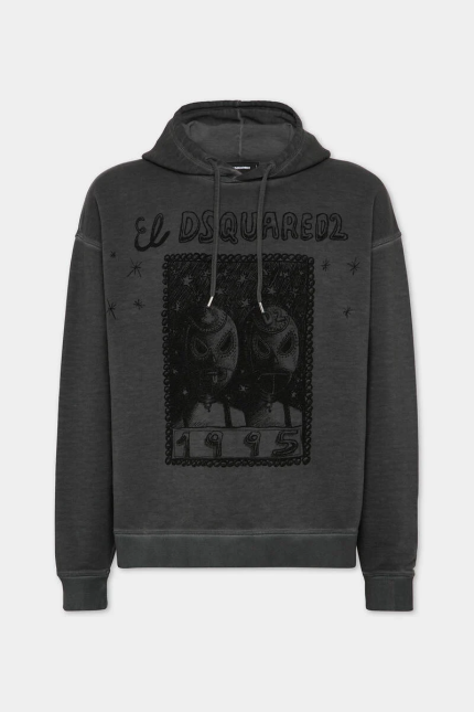DSQUARED2 Black Relax Fit Mask Print Hoodie