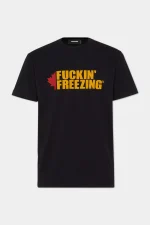 Cool Fit Fuckin Freezing Slogan T-Shirt Black