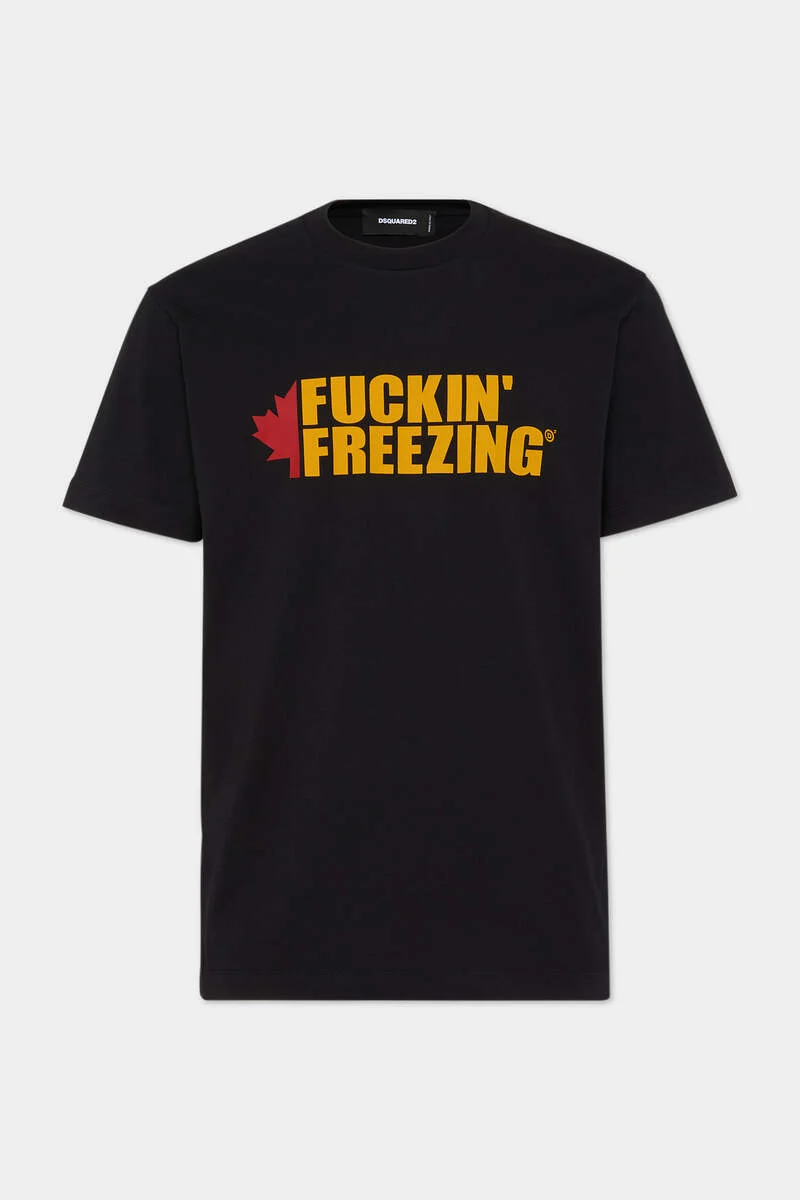 Cool Fit Fuckin Freezing Slogan T-Shirt Black Cool Fit Fuckin Freezing Slogan T-Shirt Black